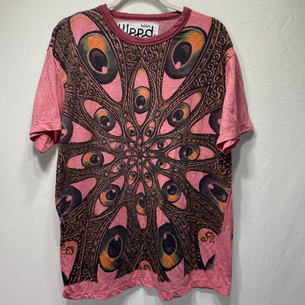 Boom Weed Eyes Screen Print Pink T-shirt | Men’s Size XL